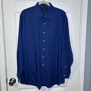 Valerio Garati Dress Shirt Men's XL 17.5 34/35 Blue Long Sleeve Button Front